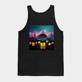 Neon District - Cyberpunk Cityscape Operahouse Tank Top